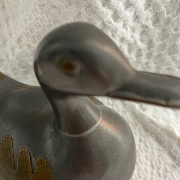 Vintage Pewter / Brass Duck Trinket Box 4.5 in tall **BUNDLE with LG Duck $60* - Picture 6 of 12